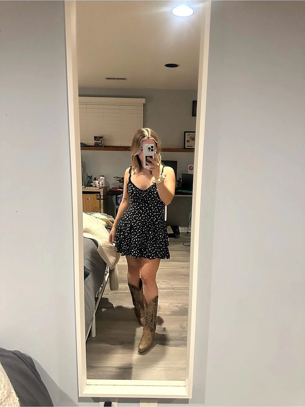 Women's Black & White Polka Dot Mini Dress
